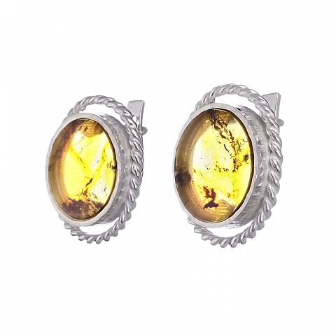 фото Серьги серебряные с лимонным янтарем для женщин Amberprofi 