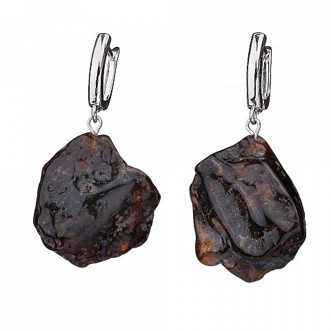 фото серьги из фактурных камней натурального янтаря "массаи" Amberprofi.ru