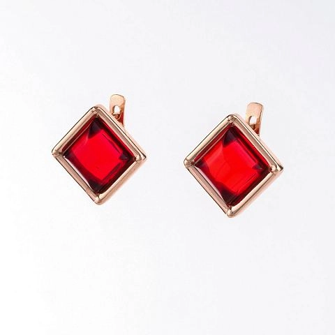 фото Изумительные серьги в позолоте с натуральным красным янтарем Amberprofi.ru