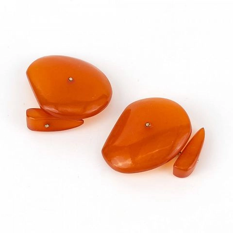 Крупные винтажные мужские запонки из темно-медового янтаря