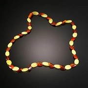 Бусы-змейка из натурального коньячного и молочного янтаря молодежные