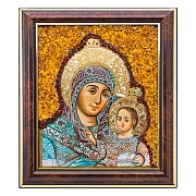 Икона "Вифлеемской Божьей Матери" с натуральным янтарем