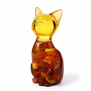 Сувенирная фигурка с кусочками балтийского янтаря "Кошка"