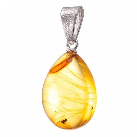 фото Серебряная подвеска из натурального янтаря с включением мухи женская Amberprofi.ru