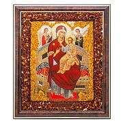 Икона c изображением Пресвятой Богородицы "Всецарицы" в окладе из янтаря