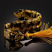Перекидные четки из натурального янтаря с включениями морской флоры