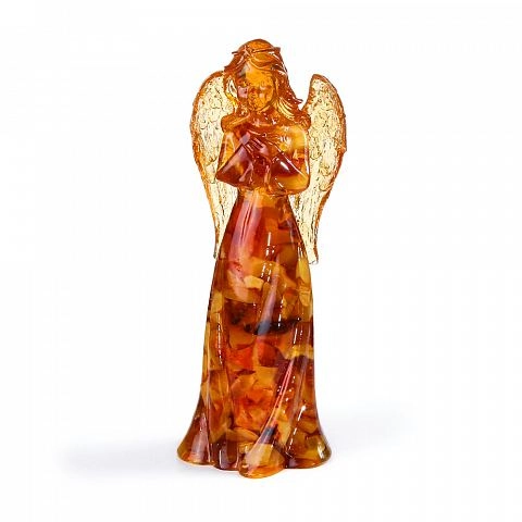 Большая статуэтка с натуральным янтарем "Ангел"